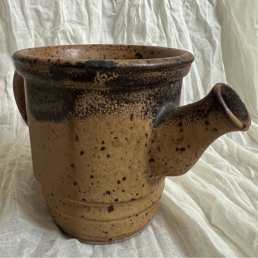 Vintage Speckled Stoneware Watering Pitcher - Picture 3 of 11
